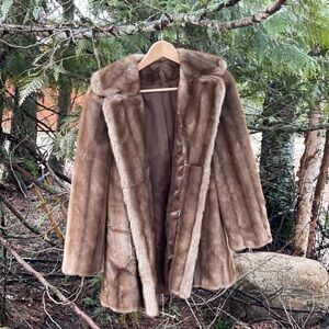 Elegant Tissavel Brown Faux Fur Coat. Made in the USA.